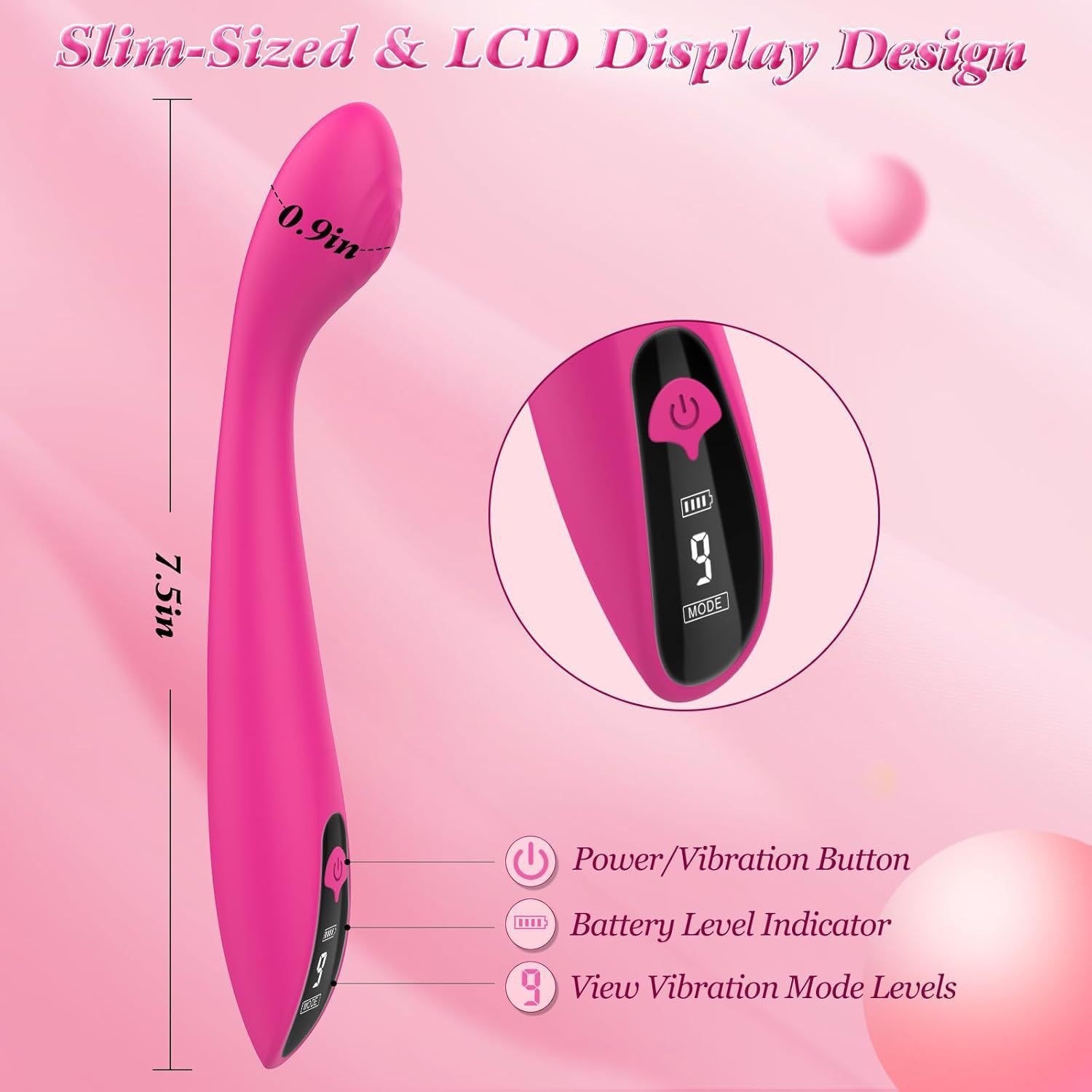 G-Spot Vibrator with Digital Display, 9 Vibration Modes, Silicone Magnetic Charging AV Wand, Sex Toys for Women