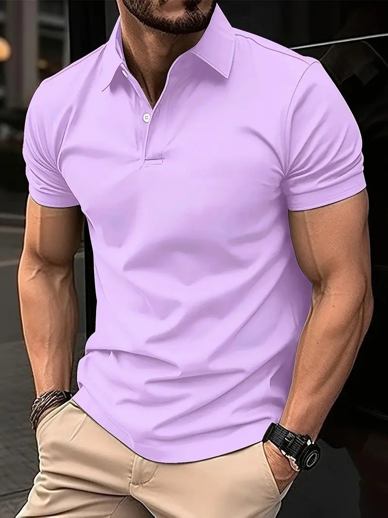 Summer Polo Shirt Digital 3D Print Solid Color Casual Mens Button Turn-Down Collar Short Sleeve 251218 - view 8