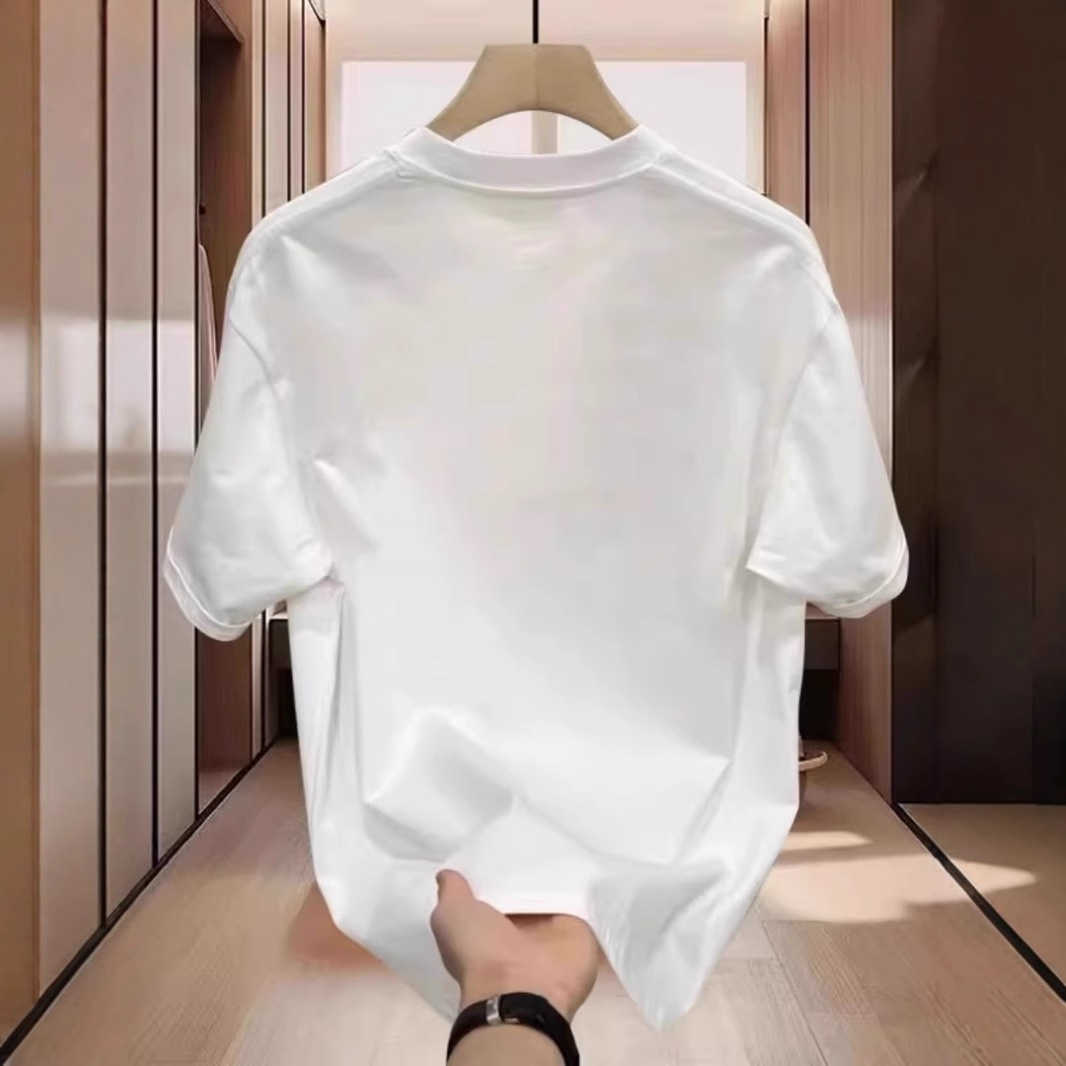 250g trendy Marlboro printed short-sleeve mens t-shirt summer pure cotton round neck non-transparent non-pilling