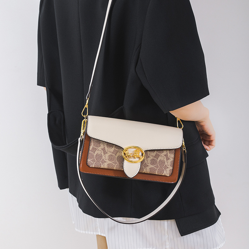 designer luxury New colour-blocked underarm bag for women 2026 new printed shoulder trendy versatile crossbody bag Slim fit