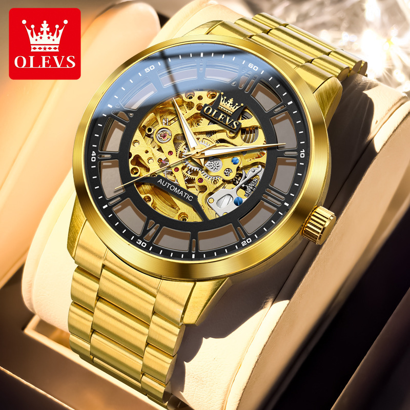 OLEVS New Classic Luxury Watch Designer's New Hollow Perspective Mechanical Watch Suitable for Business Daily Travel Outdoor Waterproof Night Lig