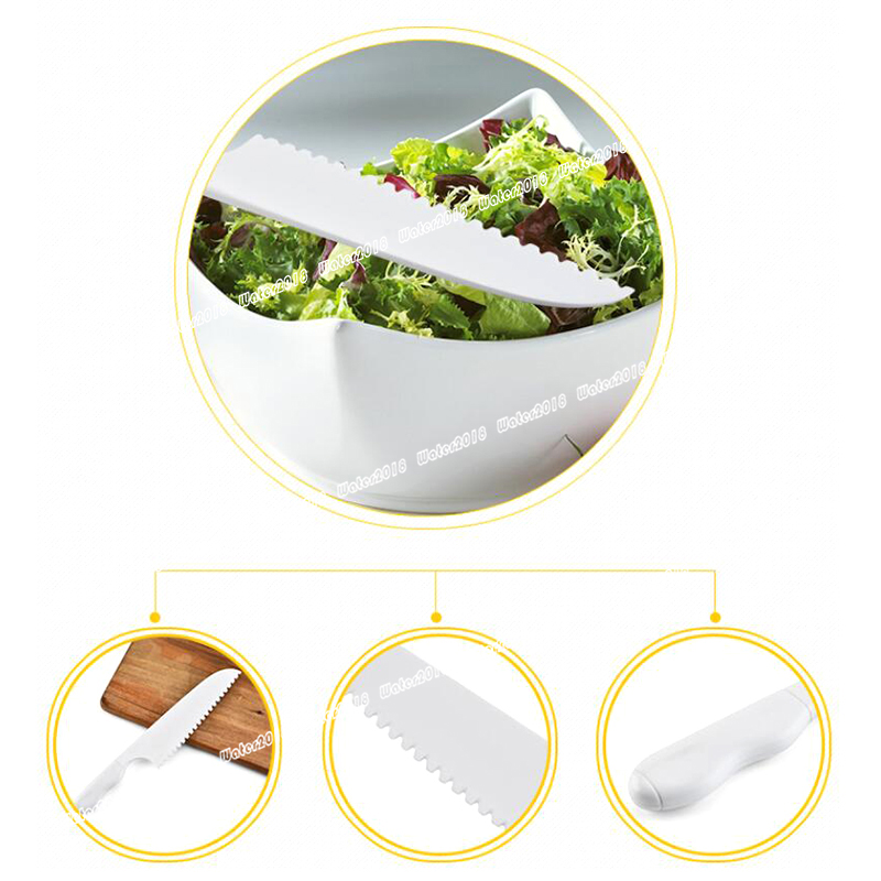 Plastic Kids Fruit Knife Kitchen Lettuce Salad Serrated Cutter DIY Cake Knifes 28.5*5CM