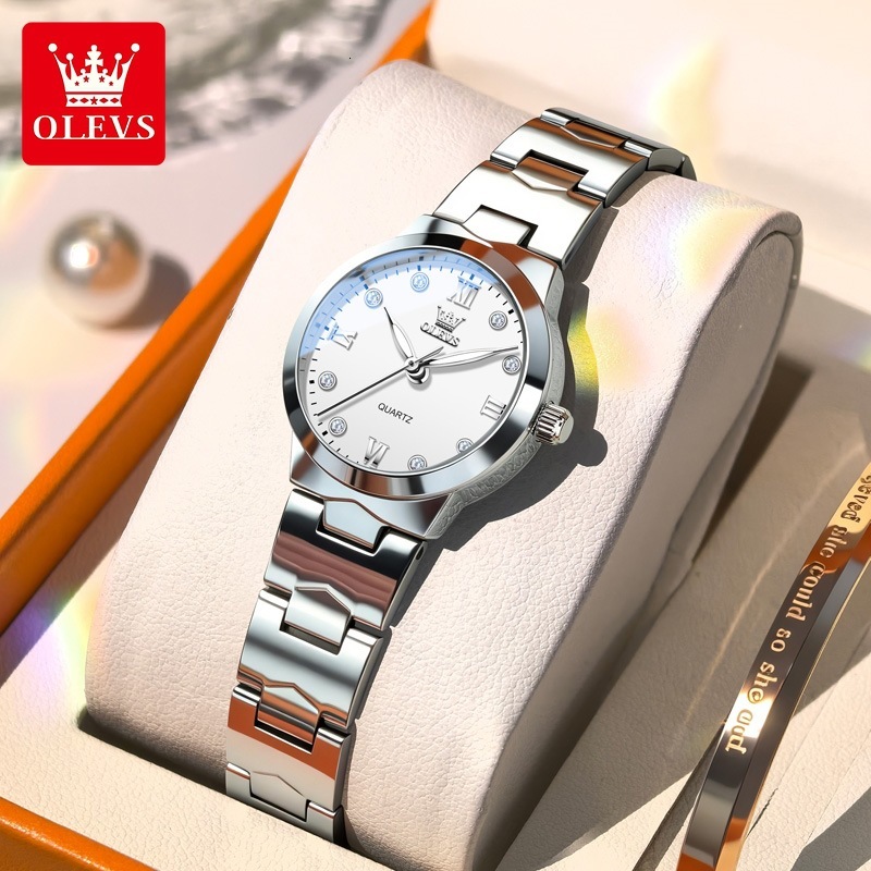 OLEVS Minimalist Luxury Ladies Analog Quartz Watch Stainless Steel Mini Dial Luminous Waterproof Shockproof Classic Casual Fashion Wristwatch For Wome