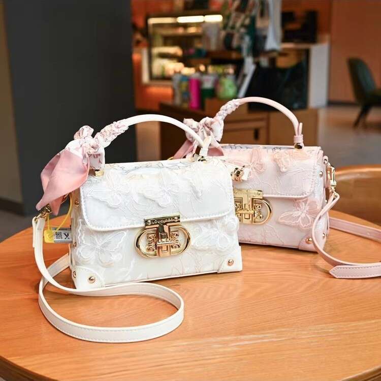 Authentic Women S Genuine Leather Handbag New Fashion Versatile Butterfly Scarf Single Shoulder Crossbody Small Square Bag SENYY