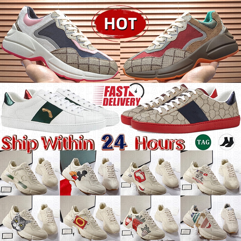 Designer shoes ACE sneaker shoes Rhyton sneakers shoes gg shoes platform shoes gucciis shoes sneakers Bee Embroidered mens womens trainers reflec
