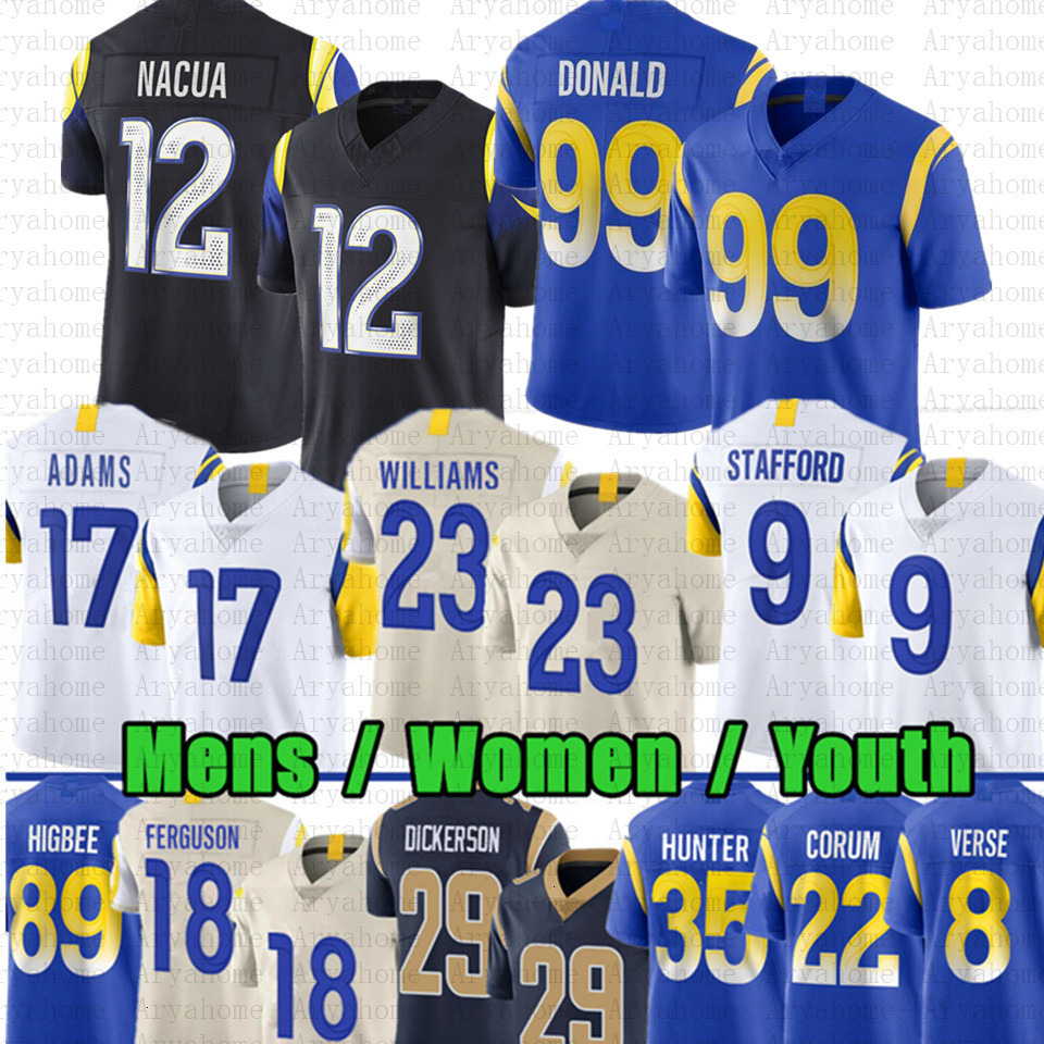 Puka Nacua Jared Verse Football Jersey Aaron Donald Davante Adams Matthew Stafford Blake Corum Kyren Williams Braden Fiske Terrance Ferguson Harrison 