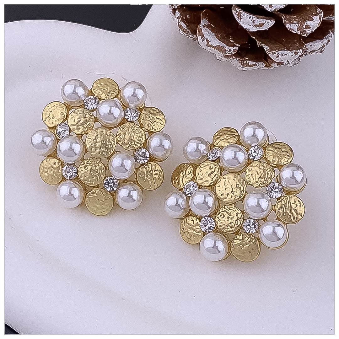 Designer Earrings Designer Earrings Women 18K Gold Plated Earring Vintage Molten Pearl Pave Stud Earrings Luxury Jewlery Designer for Women Elegant Gi