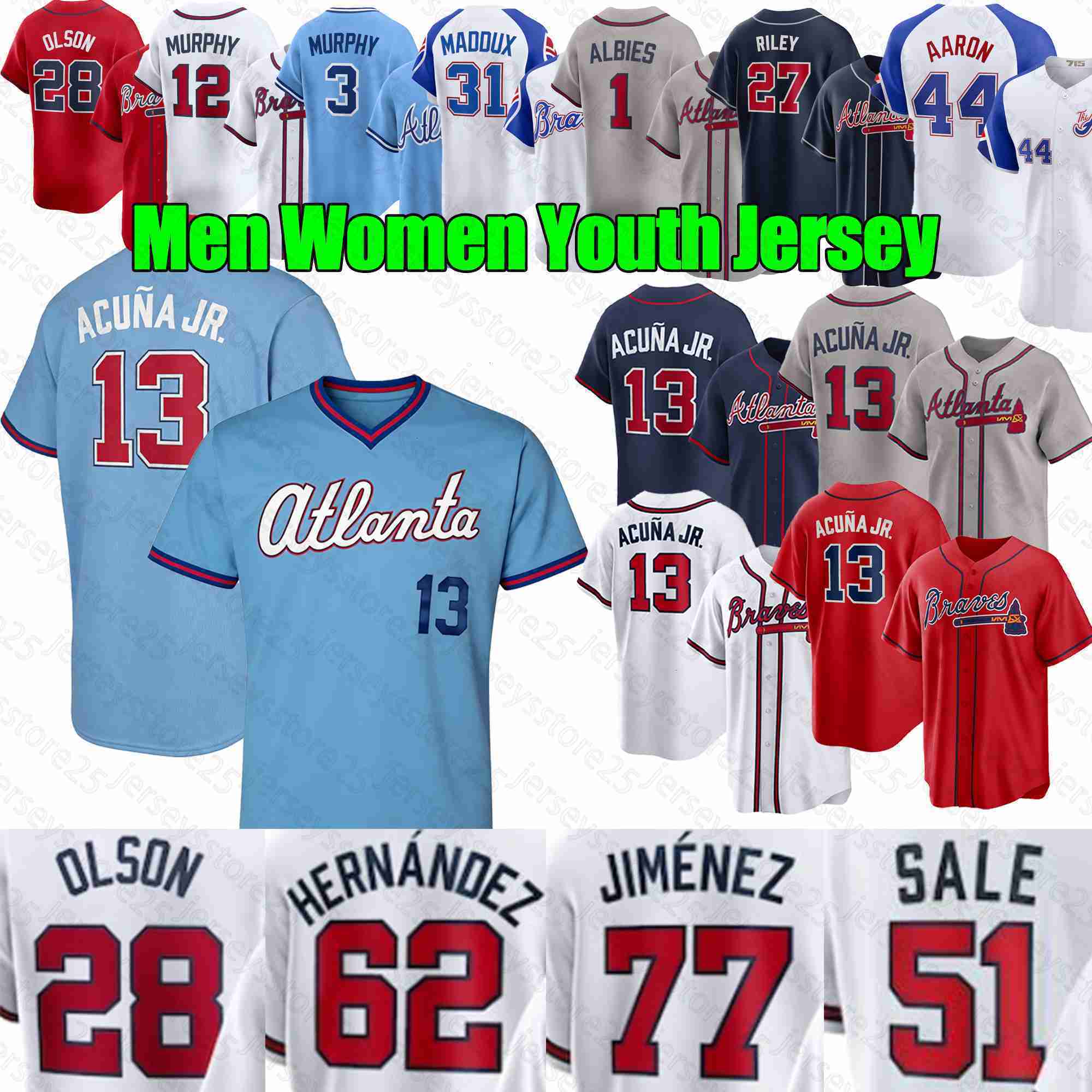 Custom City Baseball Jersey 2026NEW Braves 13 Ronald Acuna Jr 27 Austin Riley Matt Olson Harris II Spencer Strider Walle n Ozzie Albies Jones Rosario 