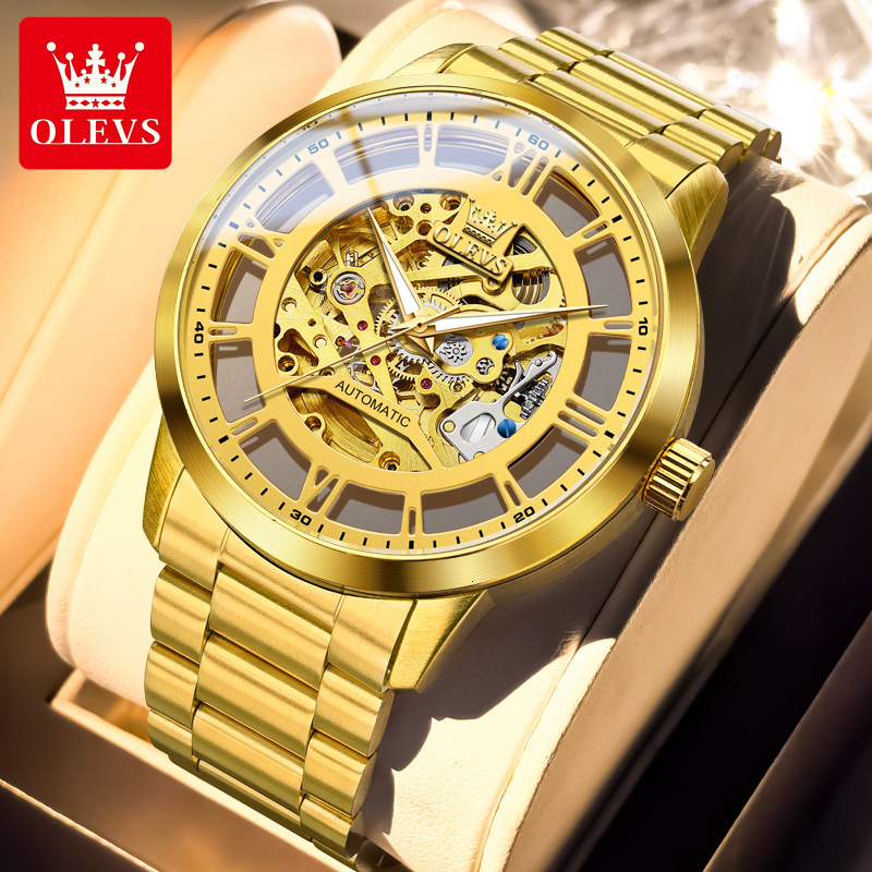 OLEVS New Classic Luxury Watch Designer's New Hollow Perspective Mechanical Watch Suitable for Business Daily Travel Outdoor Waterproof Night Lig