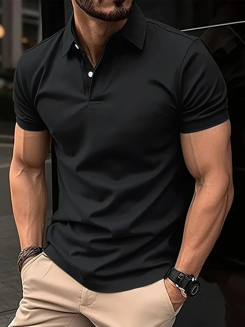 Summer Polo Shirt Digital 3D Print Solid Color Casual Mens Button Turn-Down Collar Short Sleeve 251218 - view 7