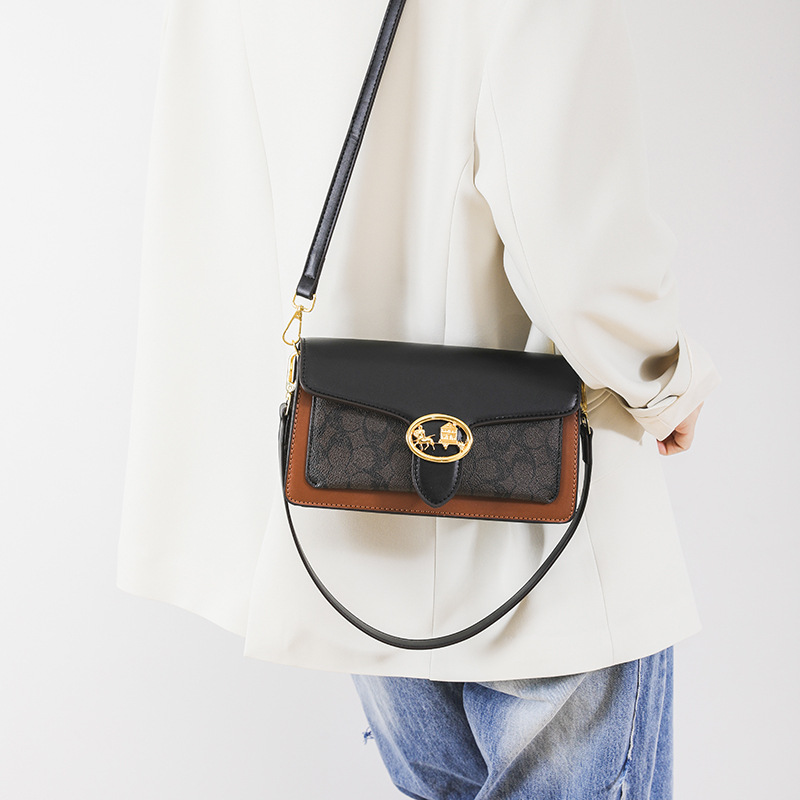 designer luxury New colour-blocked underarm bag for women 2026 new printed shoulder trendy versatile crossbody bag Slim fit
