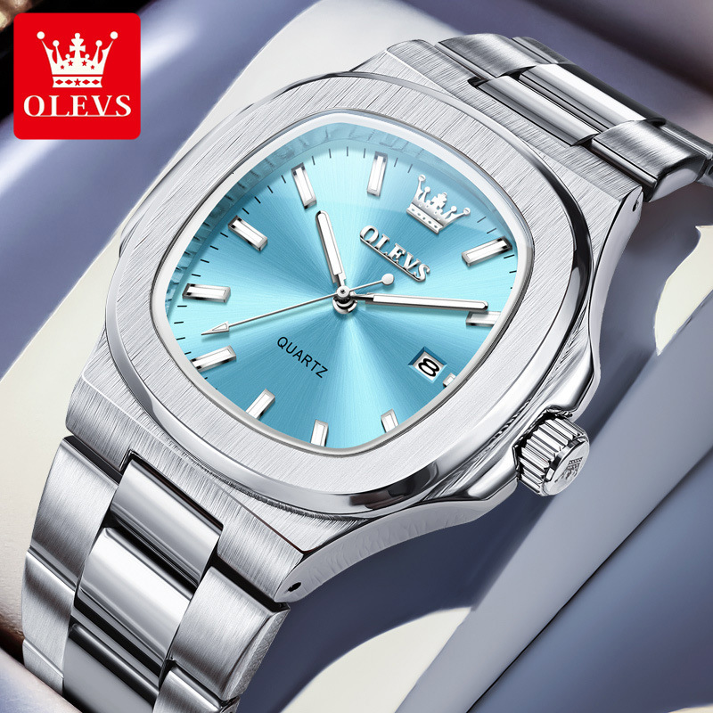 OLEVS Nautilus Style Stainless Steel Designer Watch Multicolor Dial Waterproof Luminous Casual Men Wristwatch Minimalist Business Fashion Daily Office