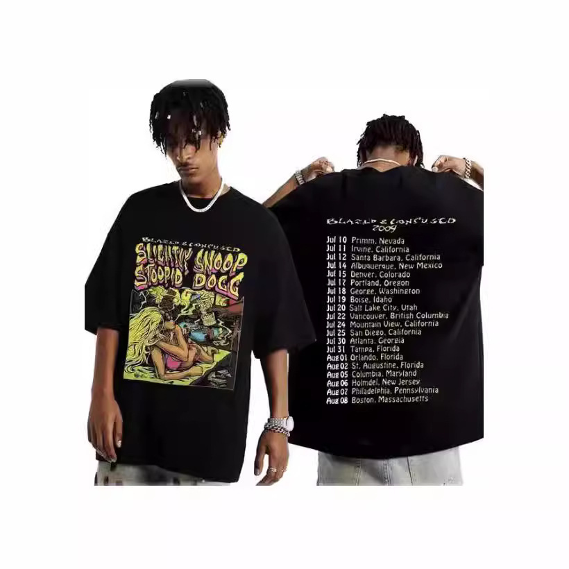 Best-selling rapper Snoop Dogg printed men's hip-hop funny T-shirt summer oversized street style daily outfit