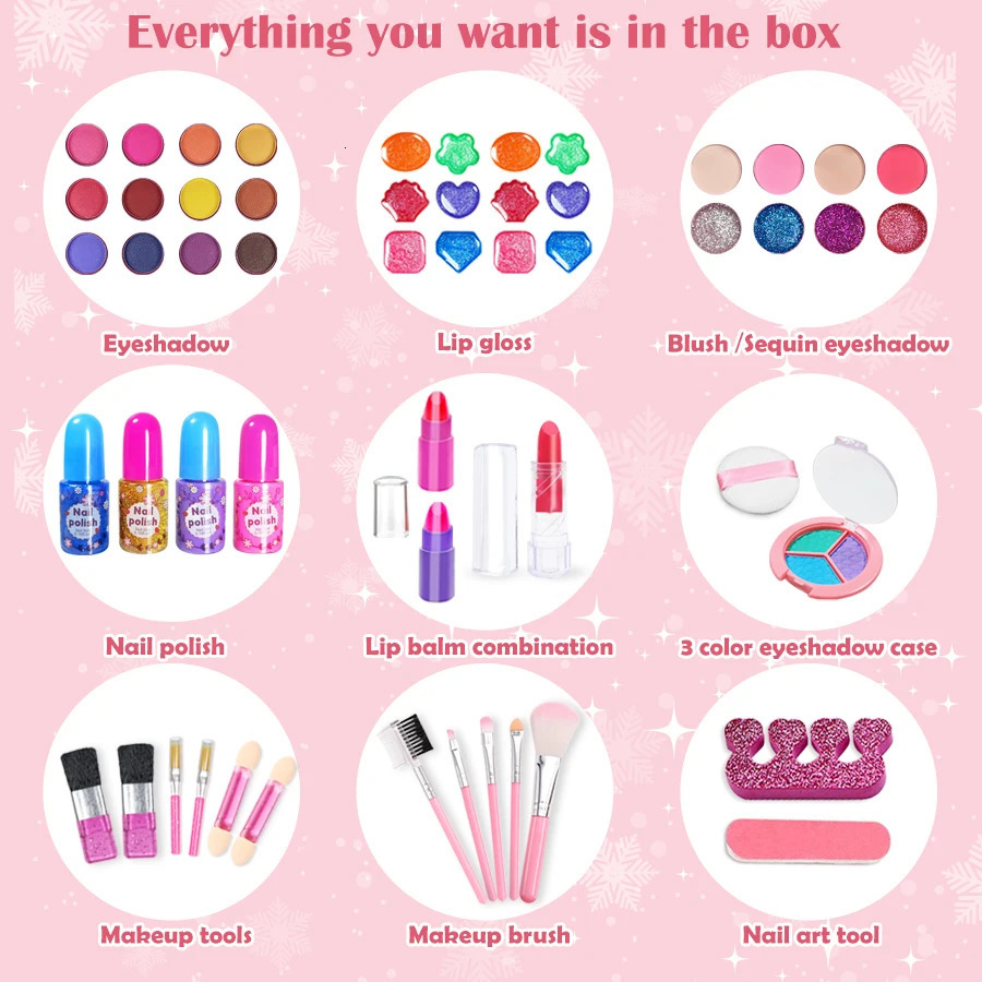 Kids Washable Makeup Girl Toys - Kids Makeup Kit for Girl Make Up Set Little Girls Makeup Kit for Toddler Kid Children Pr 260507