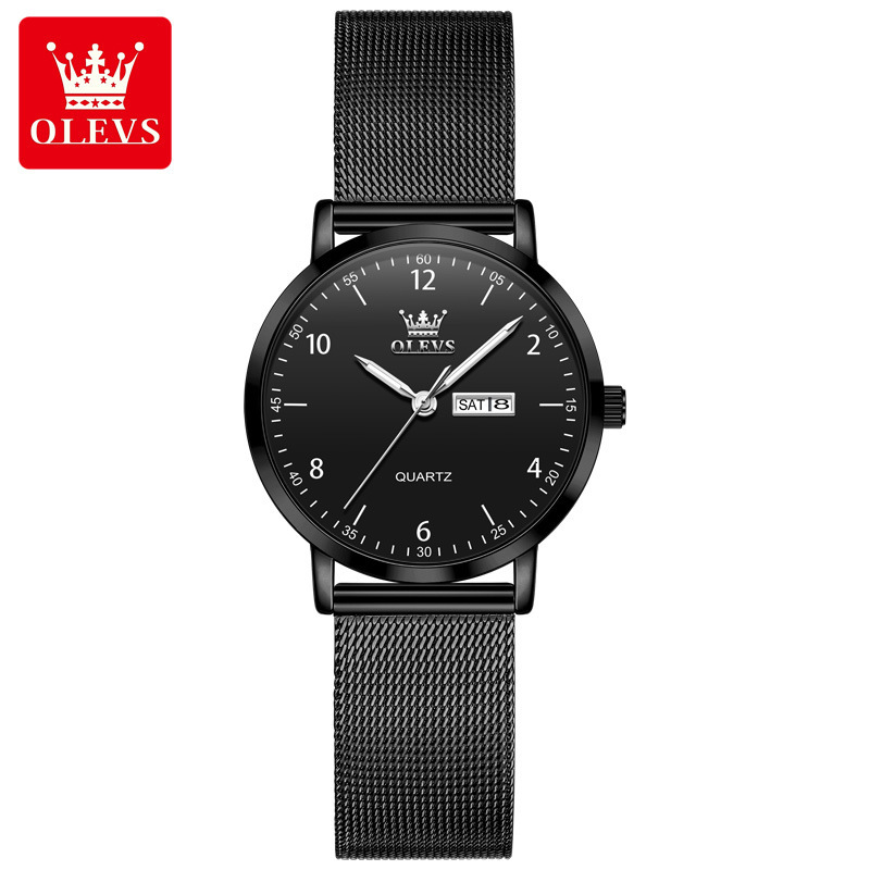 OLEVS Mesh Band Quartz Designer Watch Waterproof Luminous Minimalist Casual Fashion Ladies Wristwatch Slim Lightweight Daily Student Wear Elegant Tren
