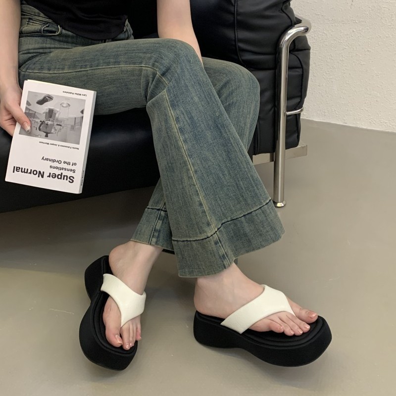 Women Summer Platform Sandals Thong Toe Post Casual Beach Wedge Shoes