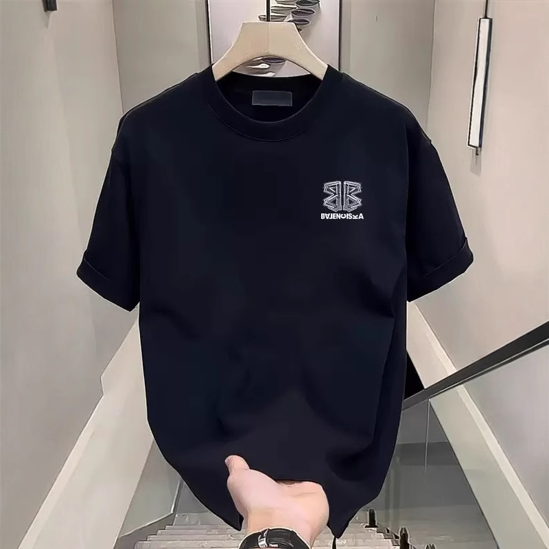 Unisex Couple Summer Casual T-shirt Trendy Printed Cotton Loose Crew Neck Short Sleeve Stylish Tops Support Private Custom