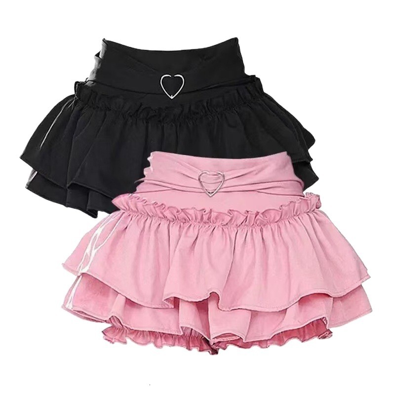 Spicy Girl Y2k Lace Love Cake Fluffy Half Skirt For Women In Summer 2026 Elastic Waistband A-line Anti Glare Designer Short Skirt Fashion Outfit