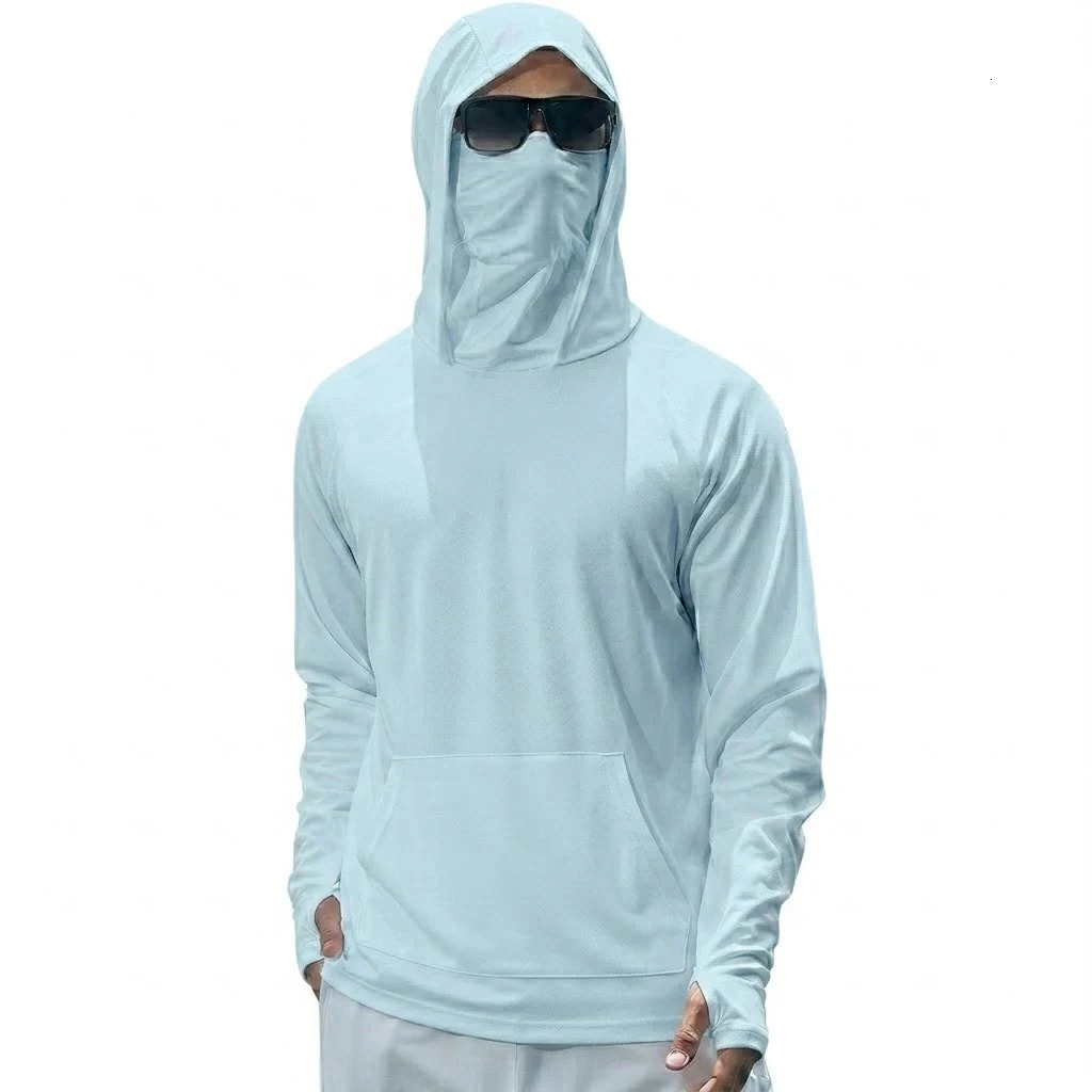 Mens UPF50 Long Sleeve Hooded Tee Summer Quick Dry Sun Protection Tops and Ice Silk Casual Shirts for Running Outdoor Sports 260509 - view 4