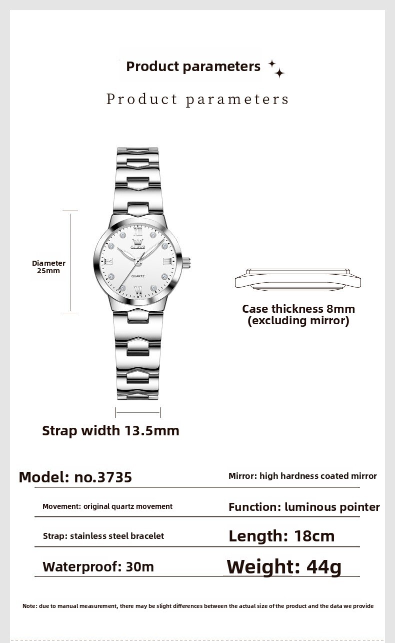 OLEVS Minimalist Luxury Ladies Analog Quartz Watch Stainless Steel Mini Dial Luminous Waterproof Shockproof Classic Casual Fashion Wristwatch For Wome