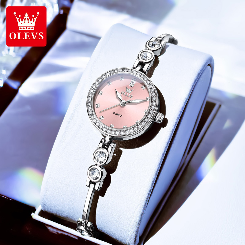 OLEVS Women's Brand Designer Watch New Fashion Gift Wedding Party Exquisite Diamond Strap Fashion Bracelet Women's Luxury One-piece Buckle P