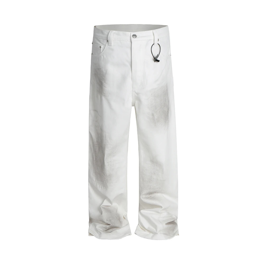 Hip Hop White Dirty Dye Cleanfit Baggy Cargo Pants for Men Straight Vintage Loose Overalls Ropa Homber Unisex Trousers