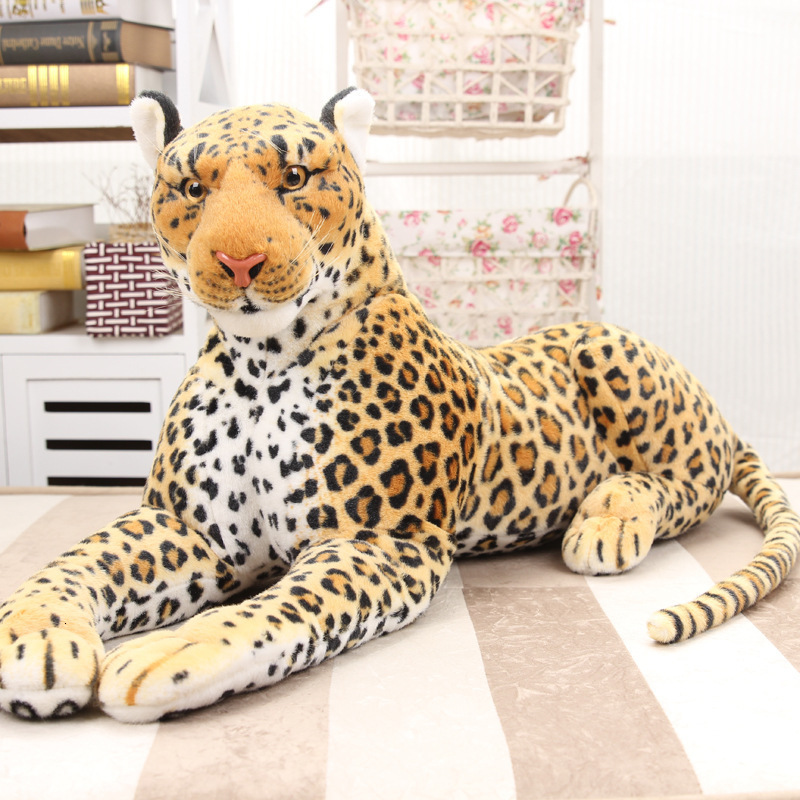 Length Real Life Animal Leopard Toy Doll Soft Plush Simulation Lying Leopard Gift for Boys Juguetes Brinquedos Home Decor LJ201126