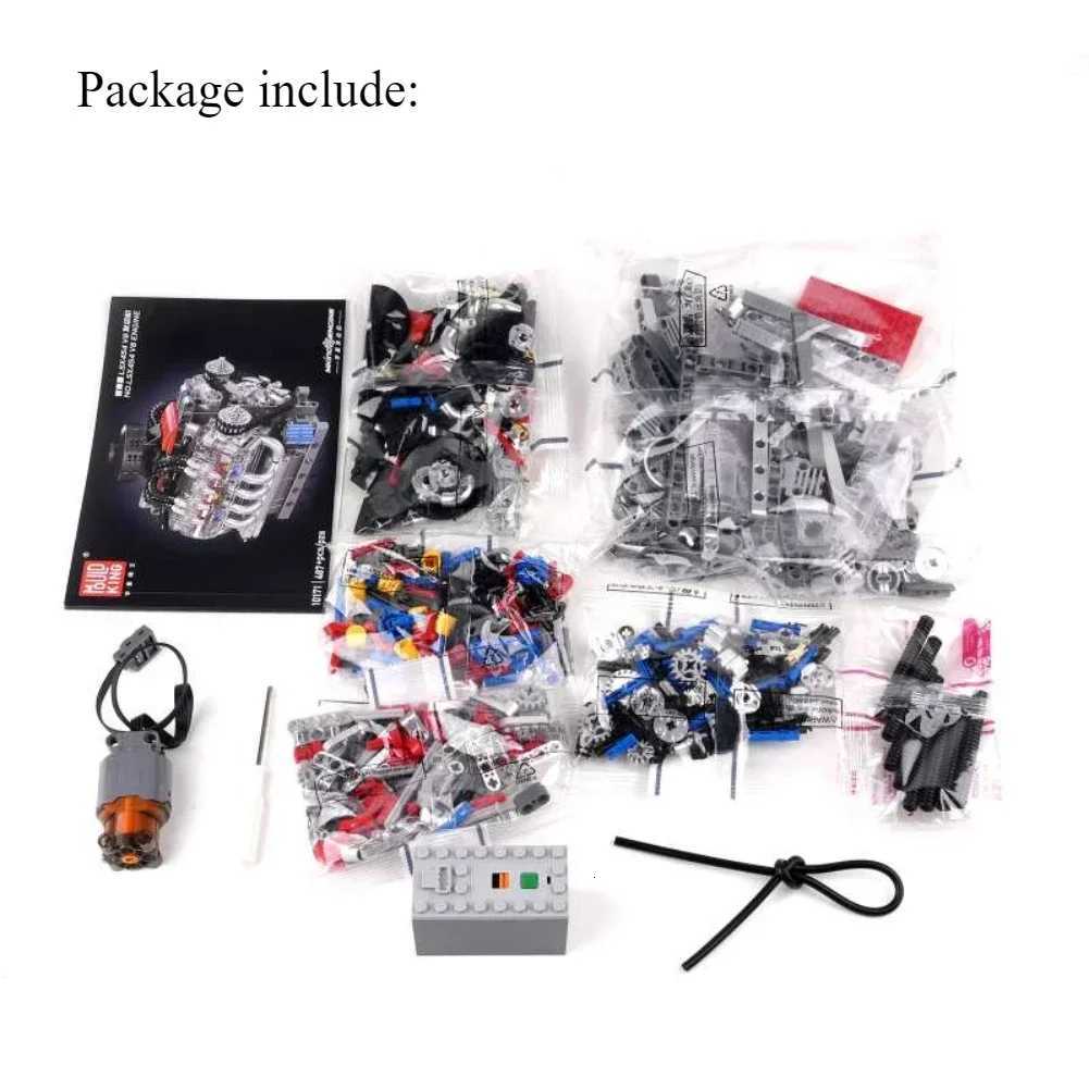 MOULD KING 10171 Technical Motorized LSX454 V8 Engine Building Block Toys Educational Car Bricks Children MOC Toys Gift For KidsT260509