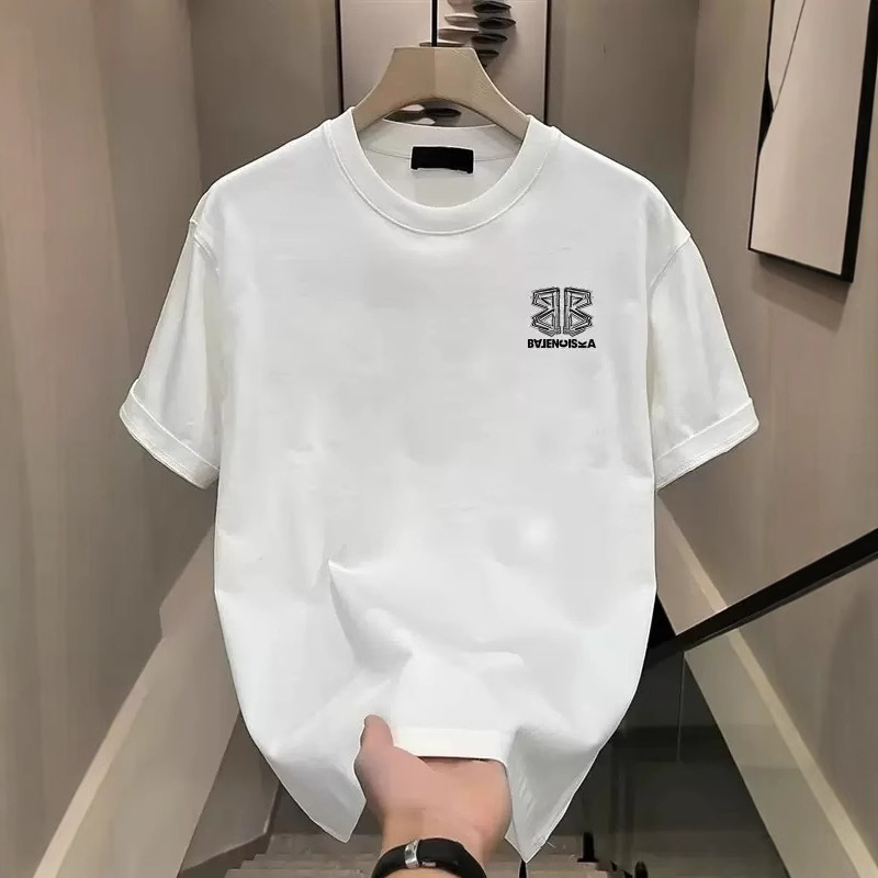 Unisex Couple Summer Casual T-shirt Trendy Printed Cotton Loose Crew Neck Short Sleeve Stylish Tops Support Private Custom