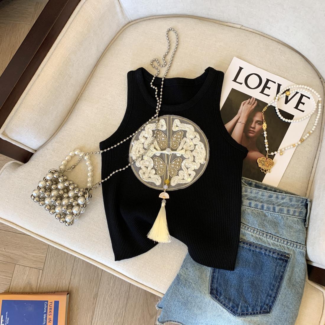 Large Size Women's Embroidered Camisole Designer Vest For 2026 Summer New Versatile Retro Fashion Casual Outdoor Temperament Sleeveless Top Trend