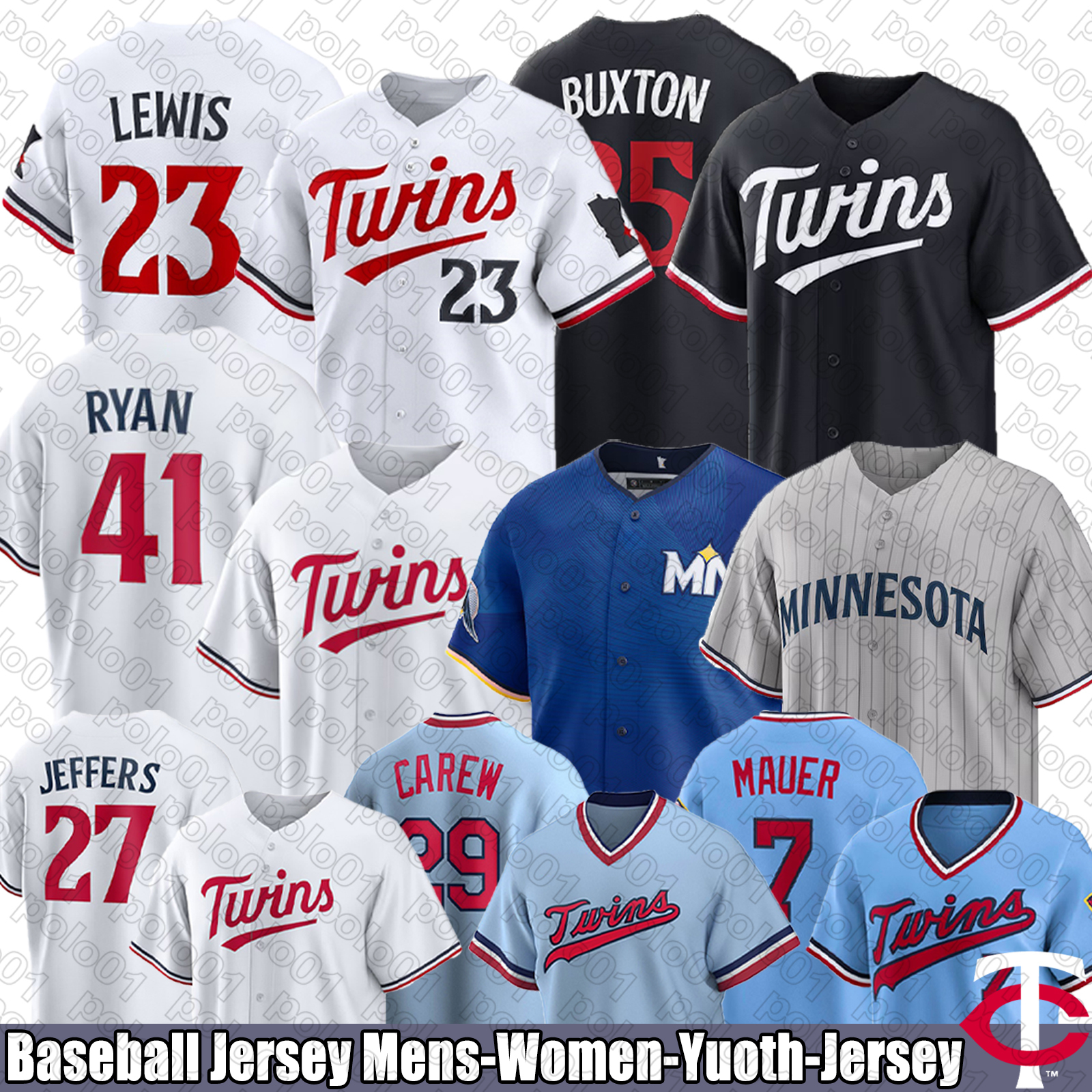 Byron Buxton Twins Baseball Jersey 2026 Ryan Jeffers Royce Lewis Joe Ryan Matt Wallner Josh Bell Victor Caratini Taylor Rogers Austin Martin Jerseys