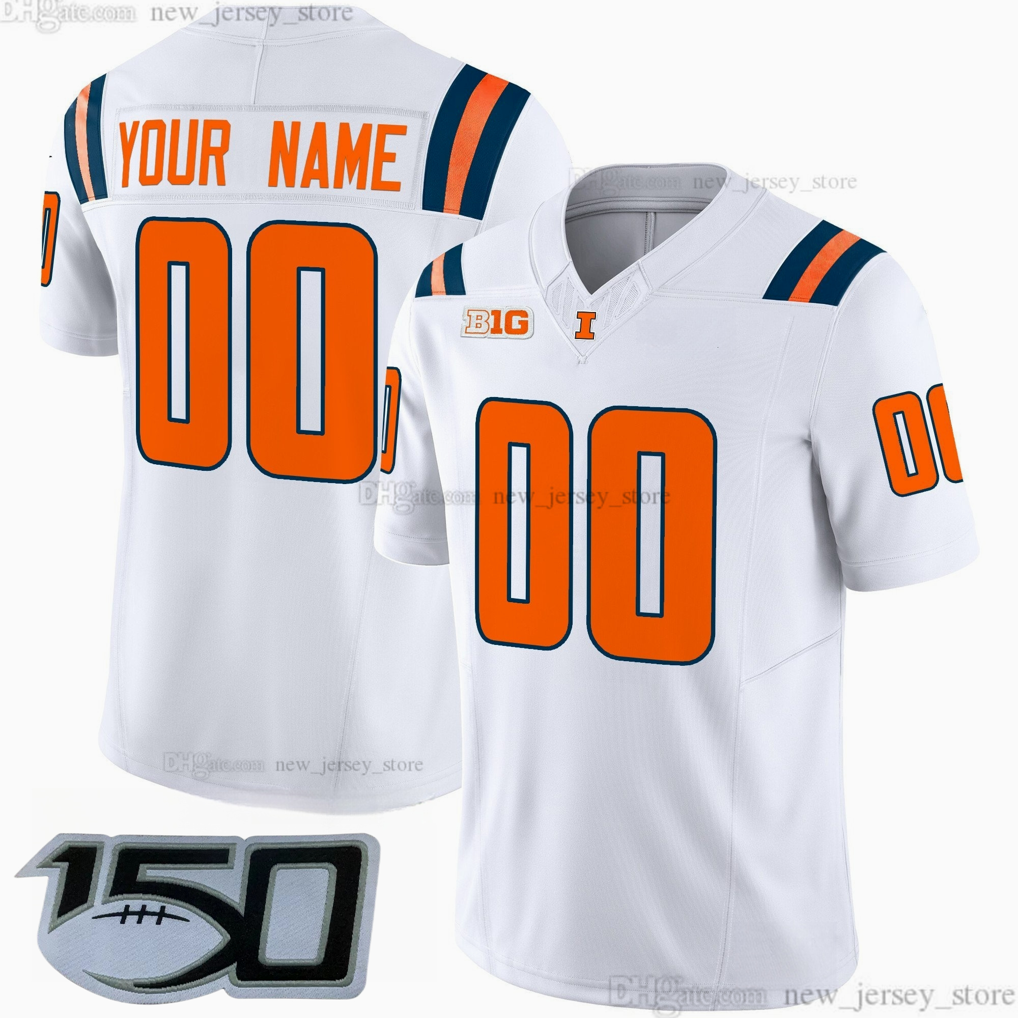 2025 Custom S6XL Illinois Fighting Illini New Football Jersey 9 Luke Altmyer 6 Josh McCray 7 Matthew Bailey 3 Kaden Feagin 80 Hank Beatty 24 Olano Sti