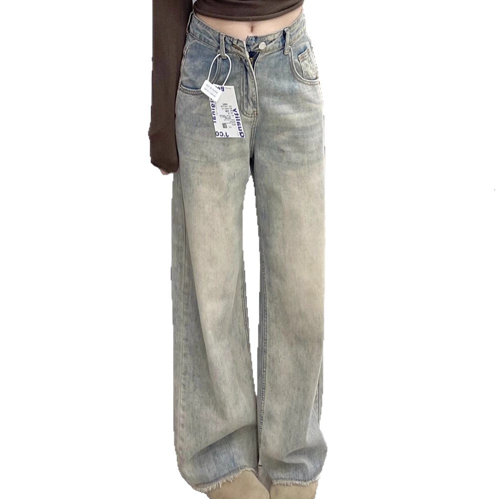 New High Waisted Wide Leg Designer Jeans For Women, Fashionable And Casual Daily Wear, Light Colored Straight Leg Pants For Outdoor Travel