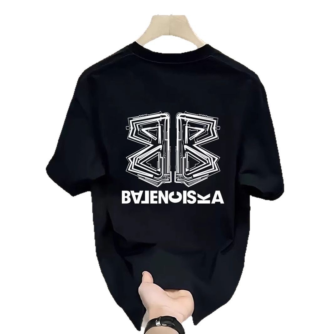 Unisex Couple Summer Casual T-shirt Trendy Printed Cotton Loose Crew Neck Short Sleeve Stylish Tops Support Private Custom