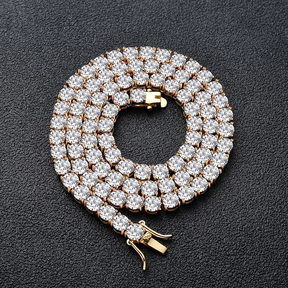 Custom Full Diamond-Encrusted 925 Sterling Silver Moissanite VVS Tennis Chain 2mm-5mm Men's Women's