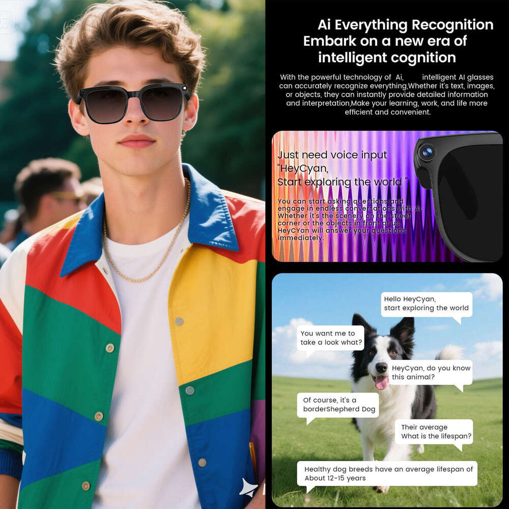 Famous Brand Hot Selling Smart Million Pixels P HD K Black Technology AI Translation Glasses For Taking Photos And Videos CKS
