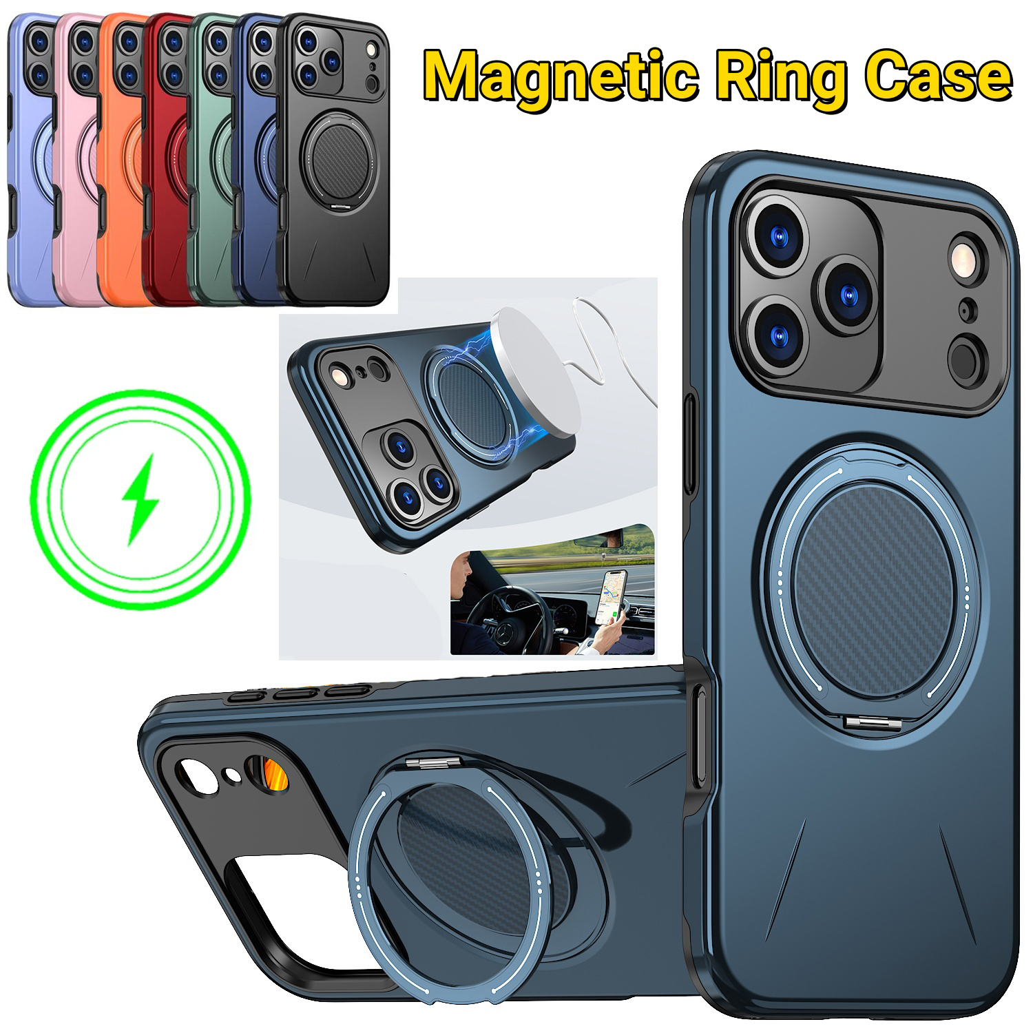 Luxury 360 Magnetic Ring For Magsafe Wireless Armor Shockproof Case For iPhone 17 17e 16 15 14 13 12 11 Pro Max Samsung S26 Ultra S25 Edge S24 FE S23 
