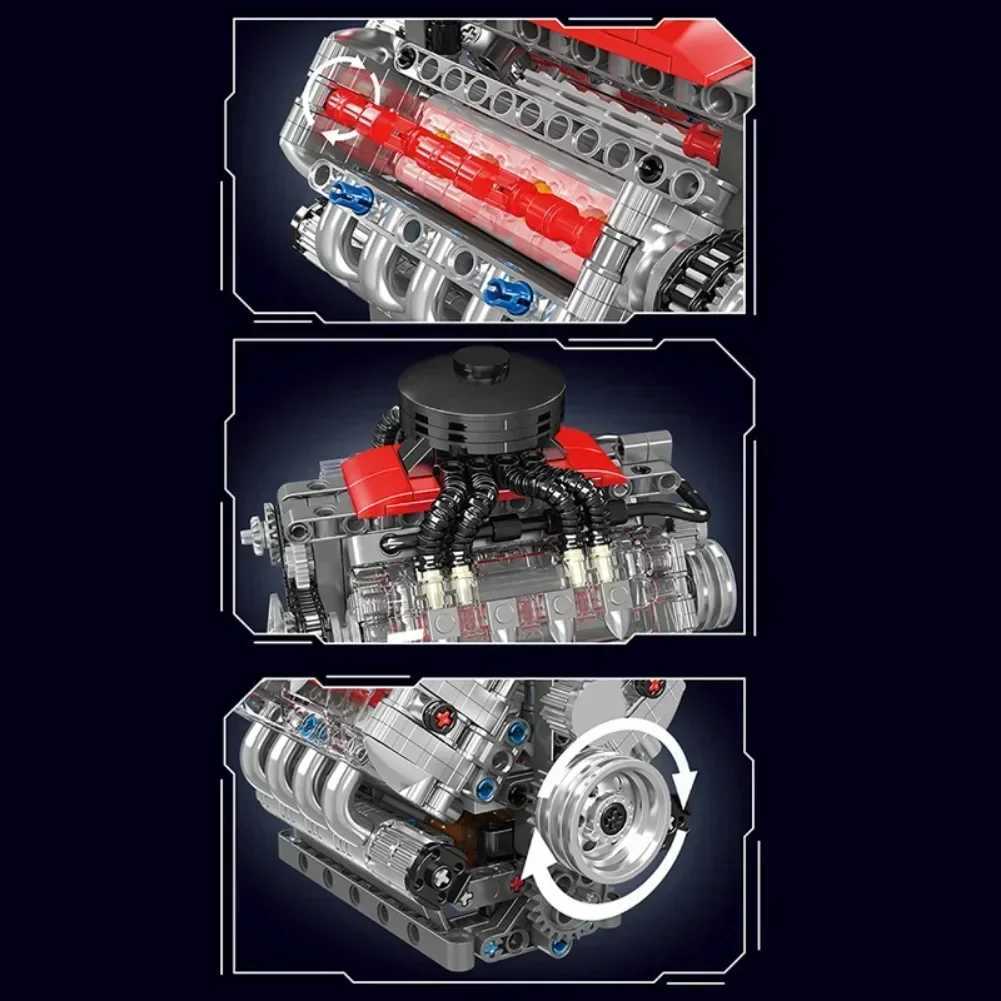 MOULD KING 10171 Technical Motorized LSX454 V8 Engine Building Block Toys Educational Car Bricks Children MOC Toys Gift For KidsT260509