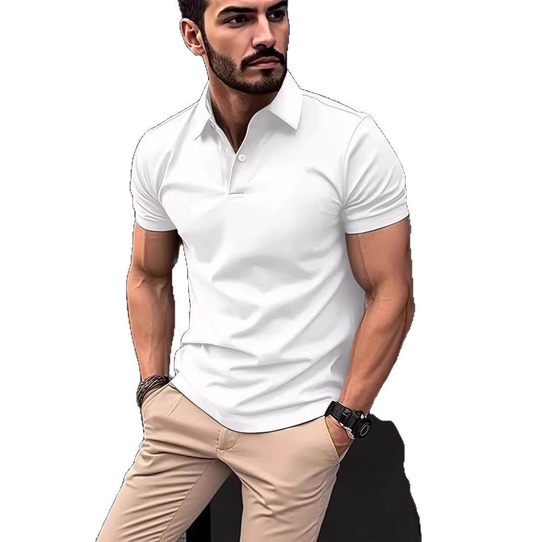 Summer Polo Shirt Digital 3D Print Solid Color Casual Mens Button Turn-Down Collar Short Sleeve 251218 - view 6