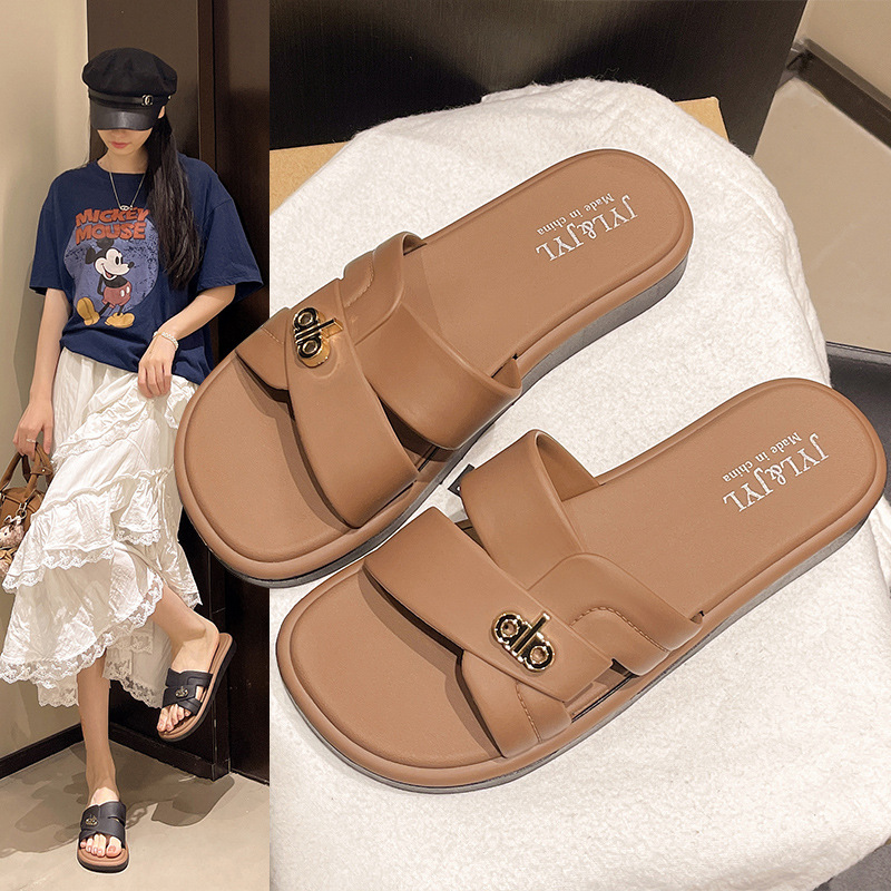 designer slippers 2026 New Women's Flat Cross-Strap Flip Flops, Slip-On One-Strand Slides for Indoor & Outdoor, Non-Slip Versatile Beach Shoes fr - view 4