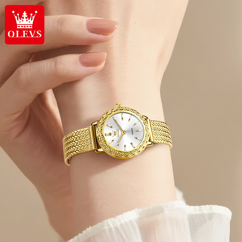 OLEVS Women's Luxury Watch New Ultra-thin Medieval Small Gold Watch Waterproof Simple Leisure Affordable Quartz Watch Women's Watch