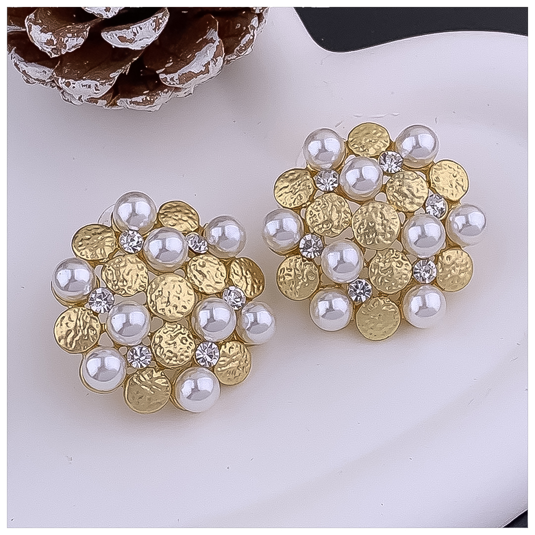 Designer Earrings Designer Earrings Women 18K Gold Plated Earring Vintage Molten Pearl Pave Stud Earrings Luxury Jewlery Designer for Women Elegant Gi