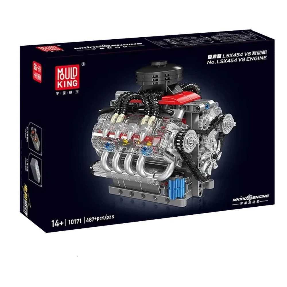 MOULD KING 10171 Technical Motorized LSX454 V8 Engine Building Block Toys Educational Car Bricks Children MOC Toys Gift For KidsT260509