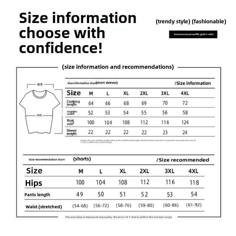 Waffle Casual Summer Ice Silk Short-sleeved Sports Clothes T-shirt Men's Clothing Set Matching 26L0509