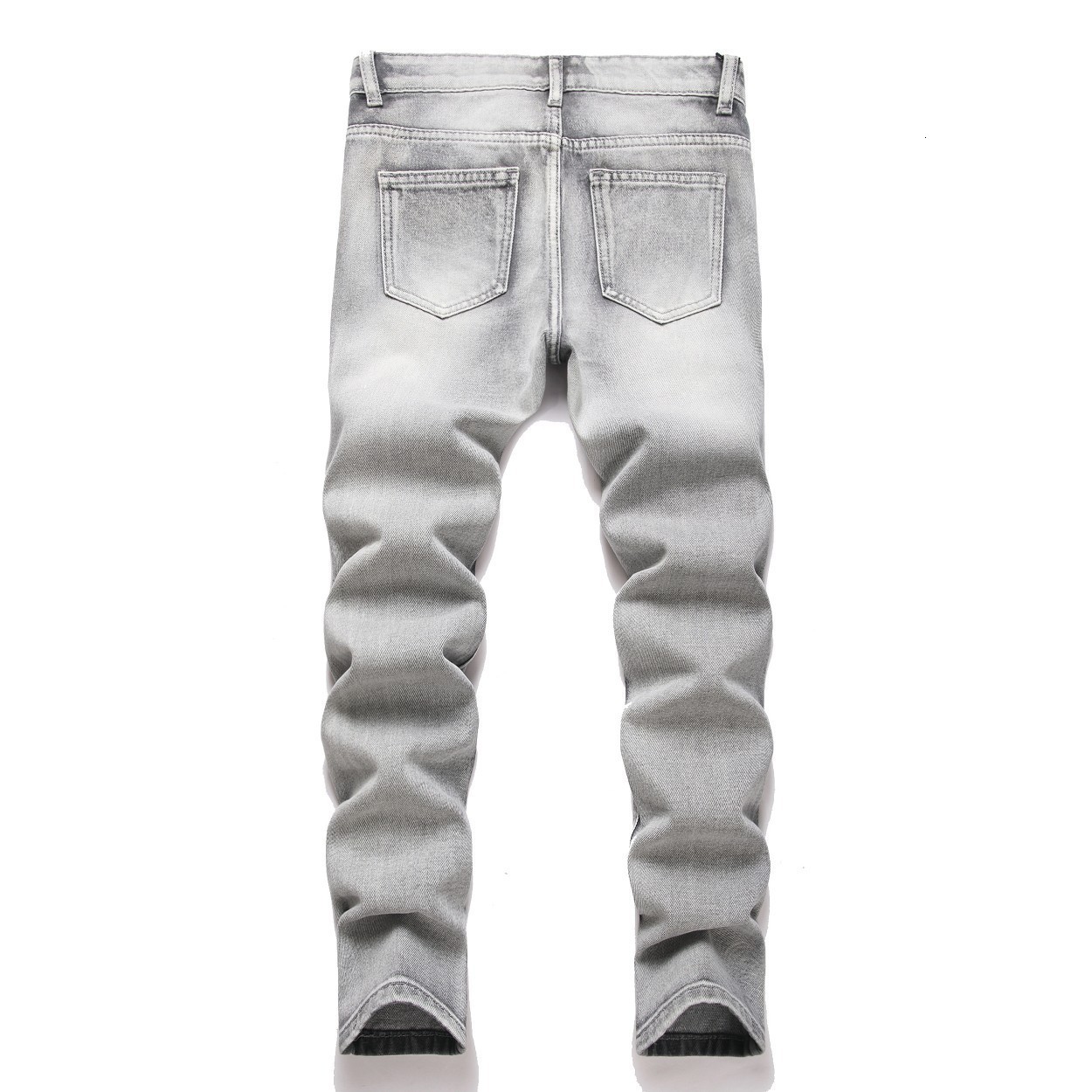 Boys gray ripped straight-leg non-stretch denim pants 260427