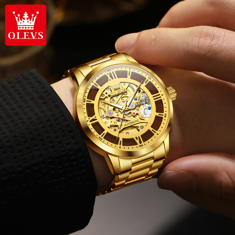 OLEVS New Classic Luxury Watch Designer's New Hollow Perspective Mechanical Watch Suitable for Business Daily Travel Outdoor Waterproof Night Lig