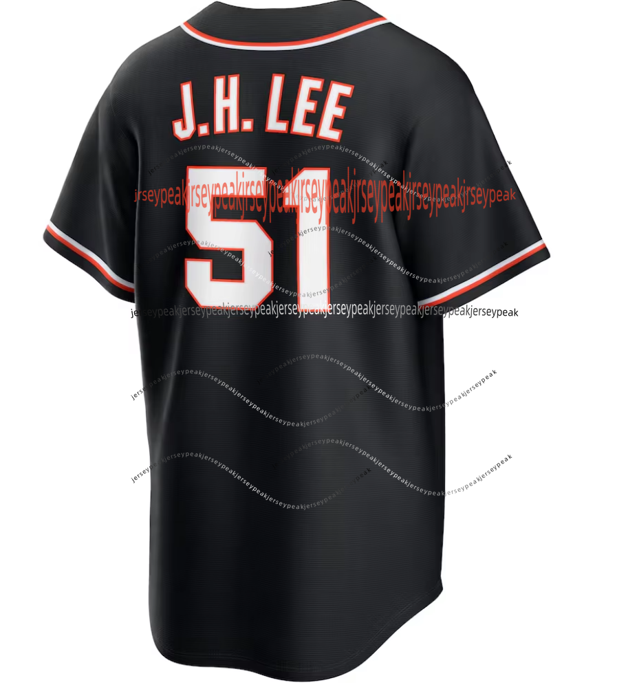 51 Jung Hoo Lee 2026 Black Baseball Jersey Chapman Logan Webb Mike Yastrzemski Wade Jr. Bailey San Francisco Jersey Giant