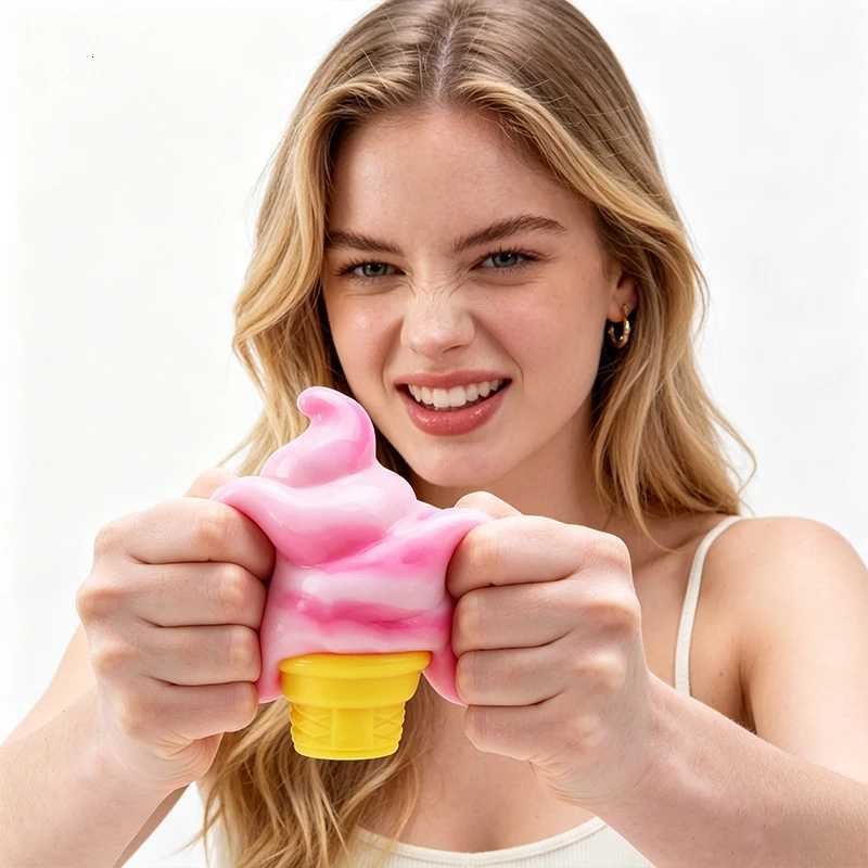 Hot Needoh Ice Cream Cone Squishy Toy TPR Soft Elastic Decompression Ball Stress Relief Fidget Toy for Adults Kids L260509
