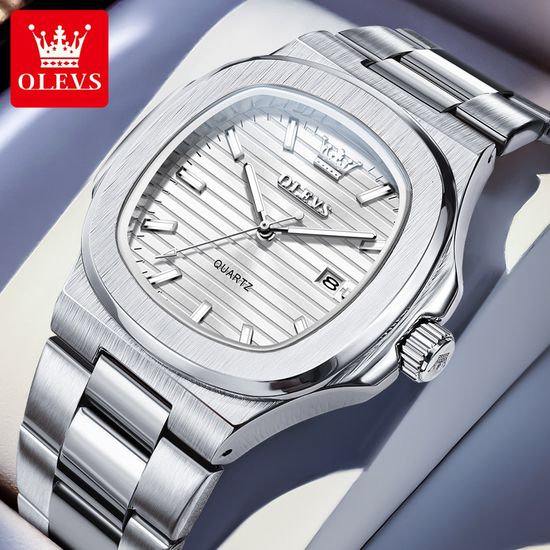 OLEVS Nautilus Style Stainless Steel Designer Watch Multicolor Dial Waterproof Luminous Casual Men Wristwatch Minimalist Business Fashion Daily Office