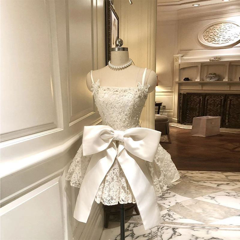 Lace Tulle Cami Dress with Big Bow Detail A Line Slim Fit Princess Mini Dress Women Summer French Style Party Wedding Guest Prom Ball Gown Elegant Bri
